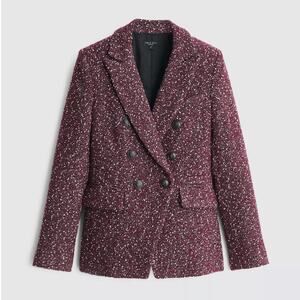 Rag&Bone Preston Double Breasted Blazer Boucle Tweed Wool Burgundy US 8